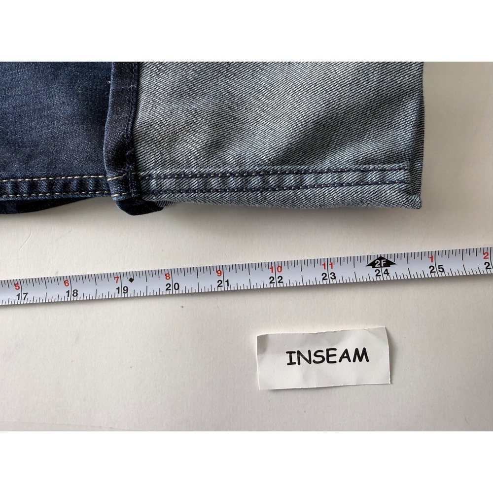 Hudson Crop Muse Skinny Factory Distressed with 5" Cuff Size 28 Dark Wash Jeans - Picture 9 of 14
